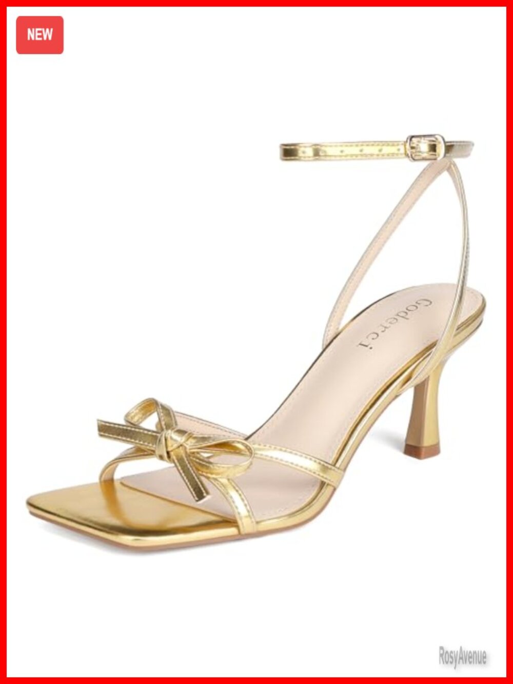 Kitten Heels Strappy Bow Heeled Sandals Square Toe 2.75 Inch Women's Dressy